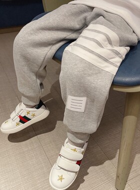 加绒加厚四道杠卫裤舒适保暖百搭运动休闲裤儿童秋冬打底裤童装裤