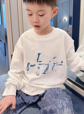 今今家刺绣儿童春秋冬季新款长袖T恤男童女童圆领套头衫纯棉上衣