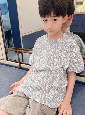 今今家儿童字母满印纯棉短袖T恤男女童宝宝圆领印花纯棉宽松上衣