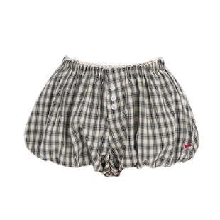 灰色格子花苞裙女夏季新款高腰显瘦A字半身裙甜酷辣妹超短裙裤夏