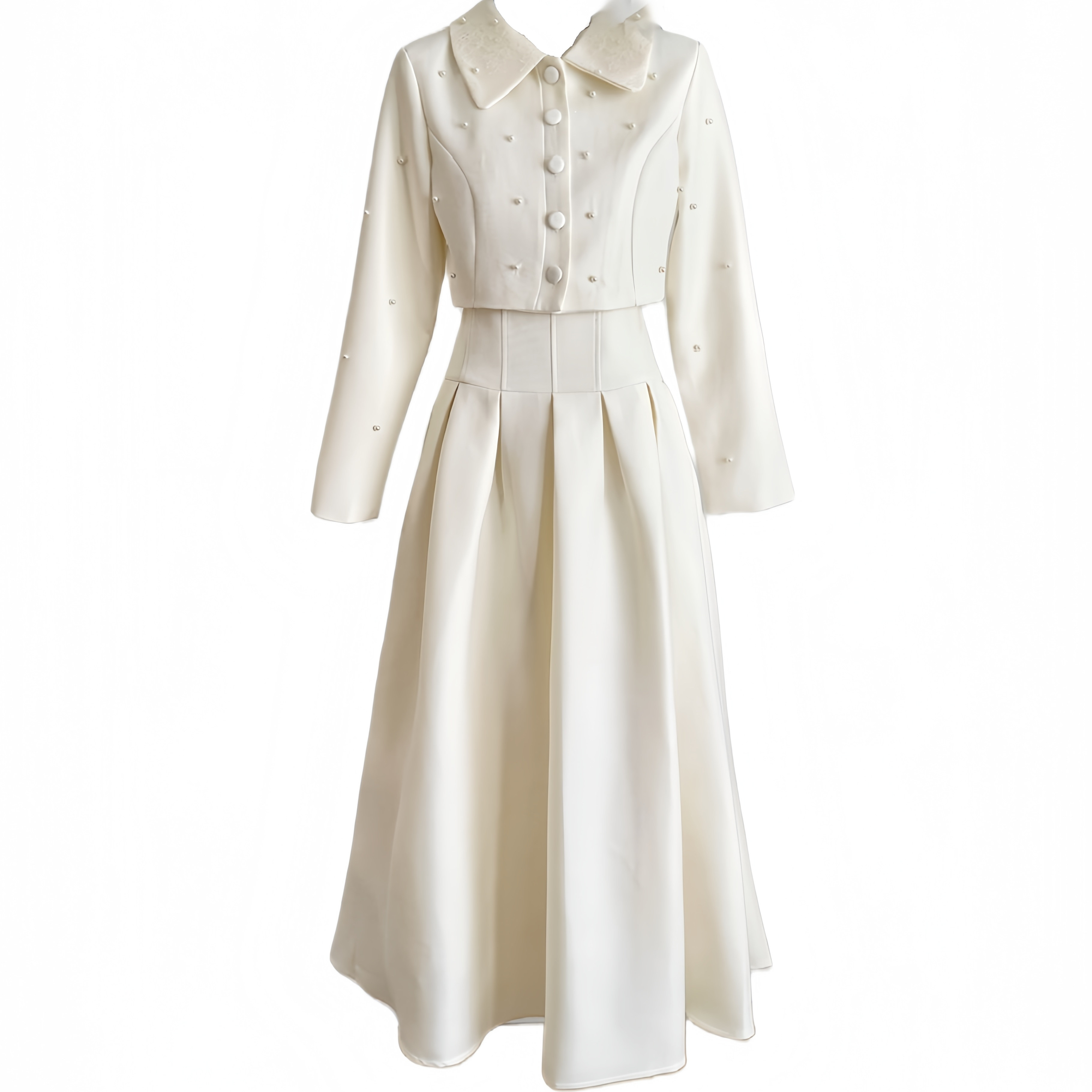 现货套装女秋季高级感名媛miu系重工珍珠短款外套半身裙两件套,女装/女士精品,时尚套装,淘宝优惠券,粉丝福利购,淘宝优惠卷