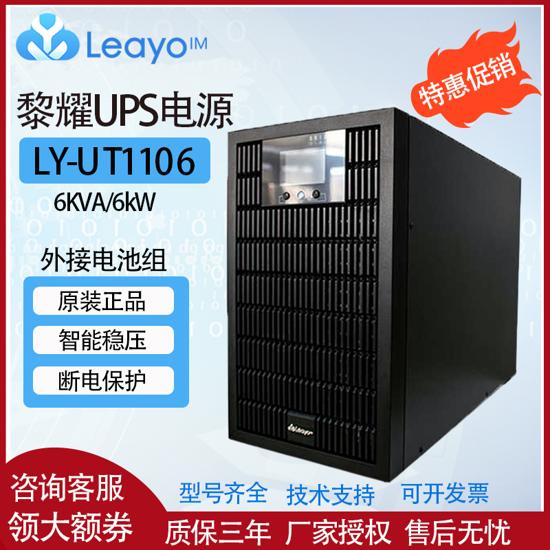黎耀UPS不间断电源220V LY-UT1106 6KVA/6KW 防停电备用电源全新