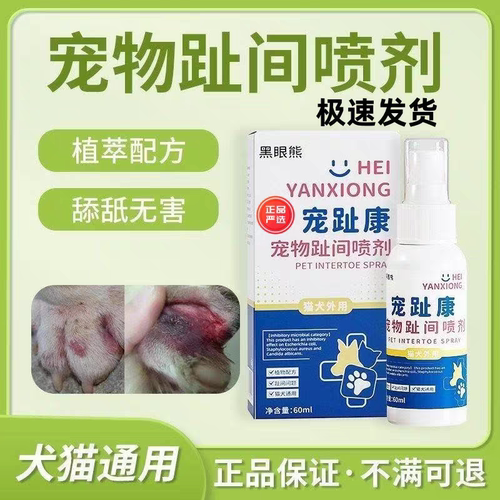 黑眼熊宠物趾间喷剂雾宠物猫狗脚趾炎宠趾康猫咪发炎皮肤真菌感染