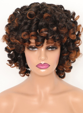 Synthetic hair Curly Afro African Wigs非洲小卷短卷发假发头套