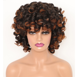 Synthetic hair Curly Afro African Wigs非洲小卷短卷发假发头套