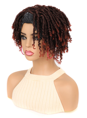 外贸非洲黑人黑银头巾假发筒曲脏辫卷发Synthetic Scraf Hair Wig