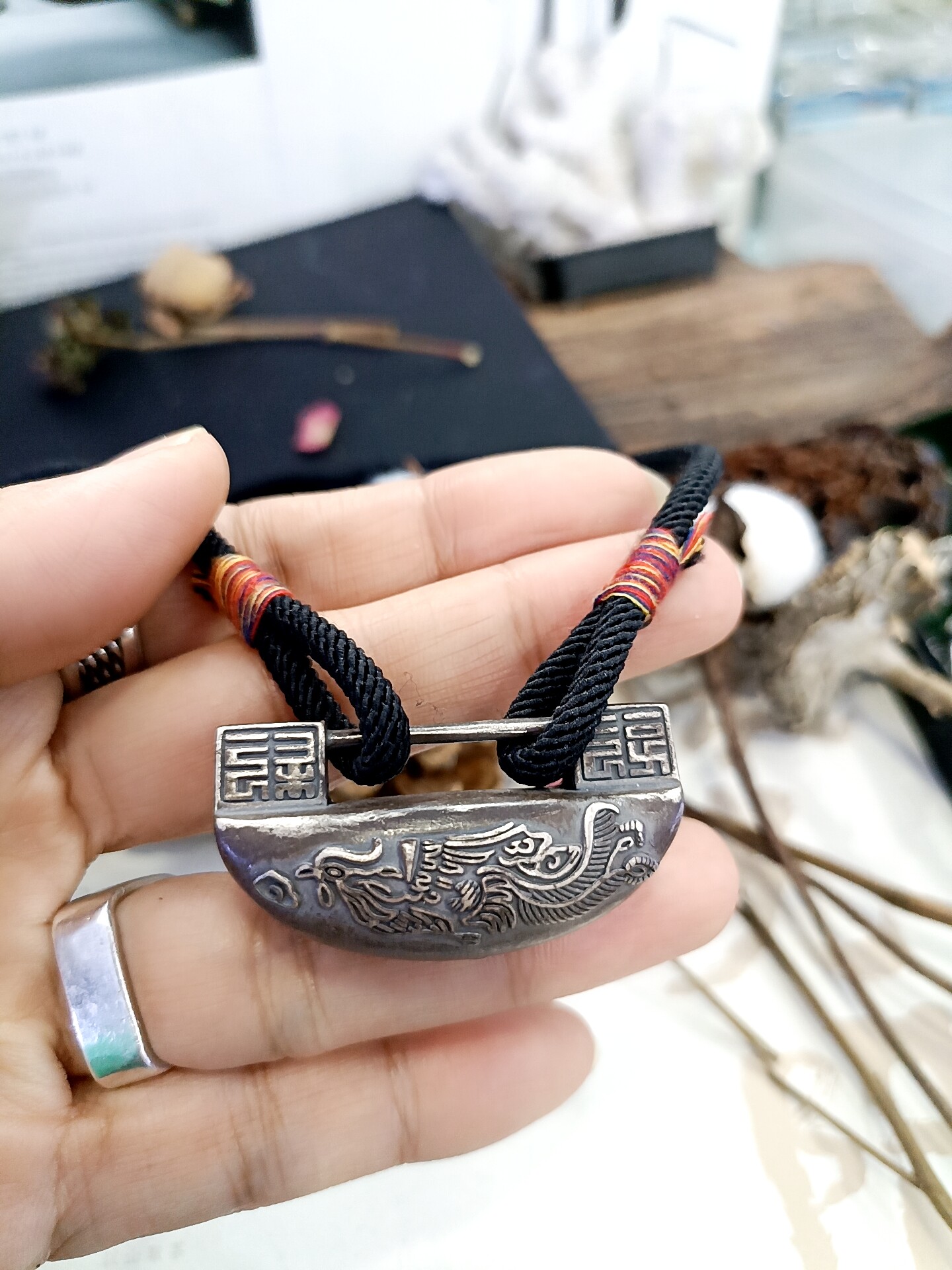 S925纯银腰子锁如意锁吊坠复古老工艺银锁挂件坠子(直播间询价）