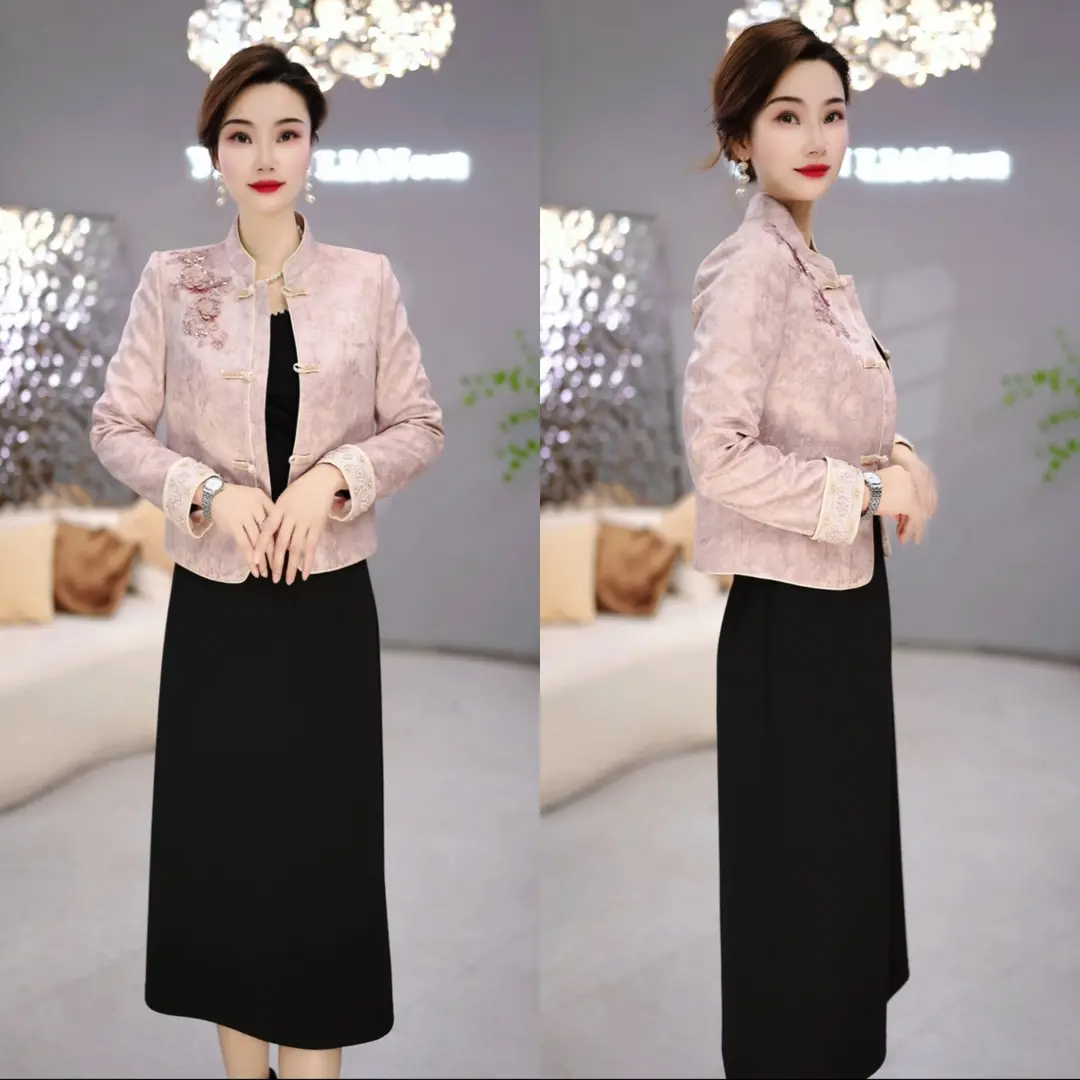 新中式盘扣两件套连衣裙女2026春季气质显瘦套装裙