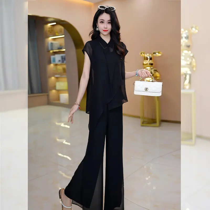 黑色夏季通勤显瘦三件套