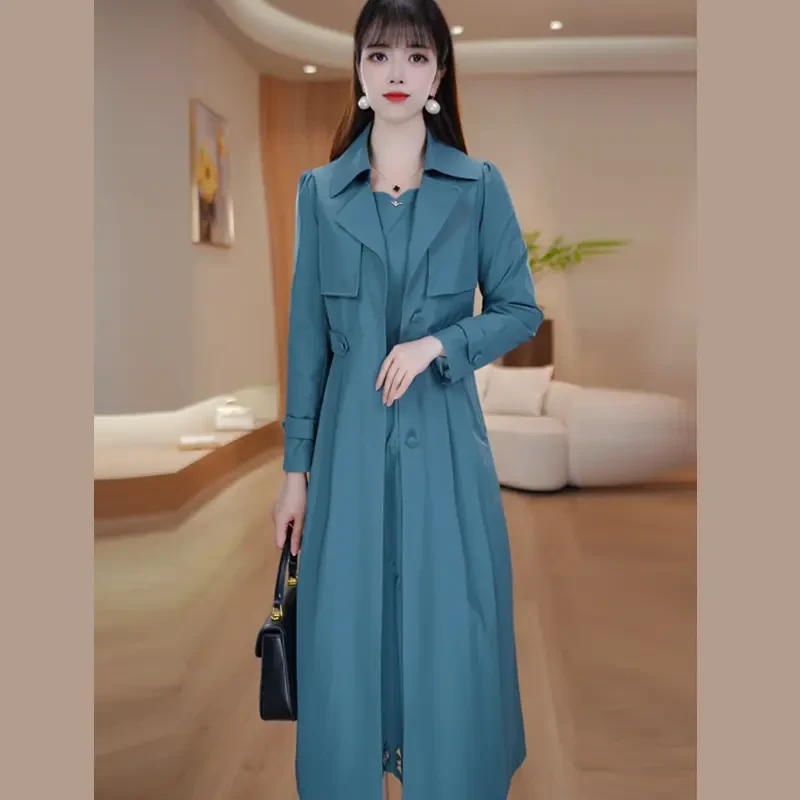 秋季通勤西装领风衣收腰两件套女