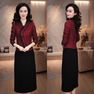 新中式连衣裙2025新款秋冬气质时尚轻奢高级感优雅长裙假两件