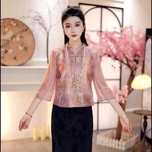 新中式花卉印花短外套女春夏显瘦