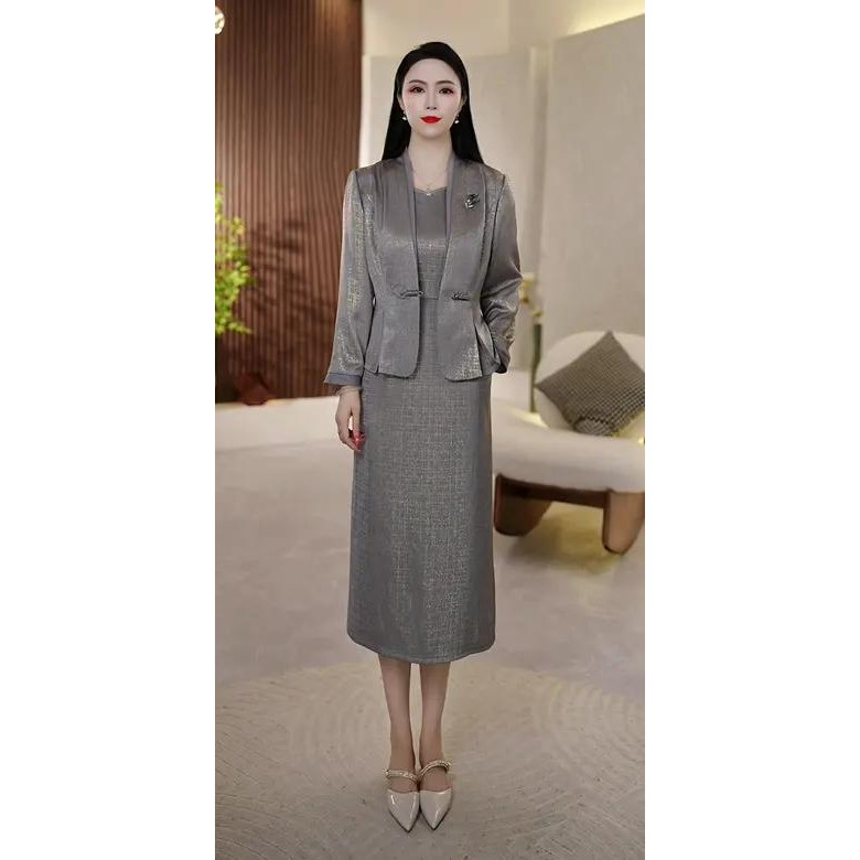 轻奢优雅春秋女连衣裙两件套