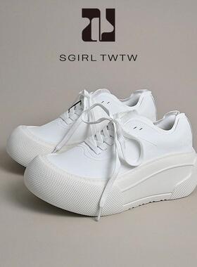 SGIRL日系白色厚底老爹鞋女2025春季炸街休闲百搭增高轻软大头鞋