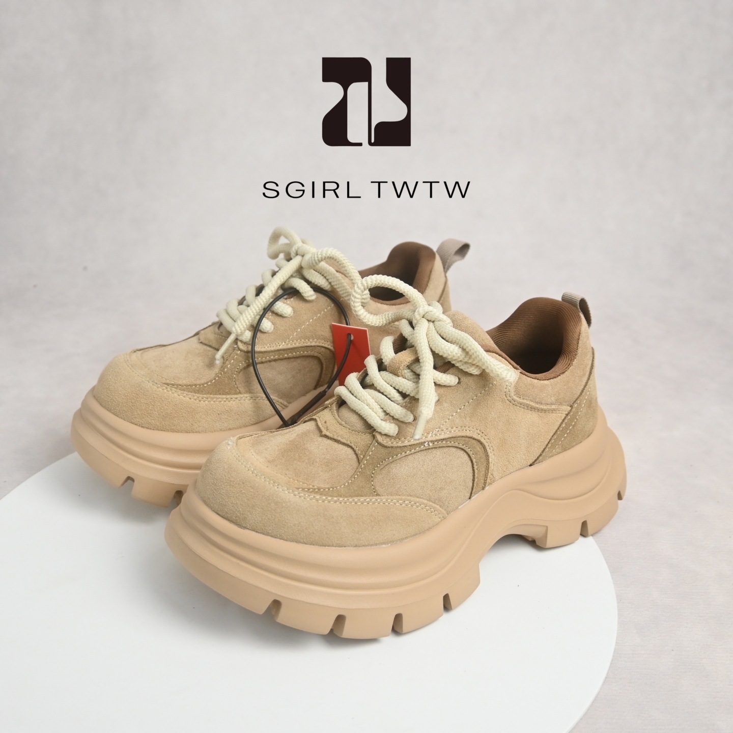 SGIRLTWTW大头磨砂皮厚底老爹鞋