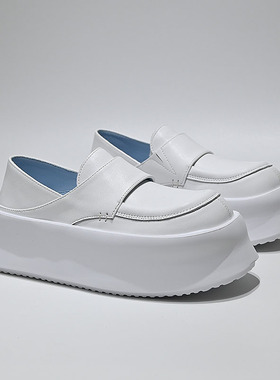 CH1900大头厚底乐福鞋女2024一脚蹬软底单鞋百搭两穿半拖小白鞋女