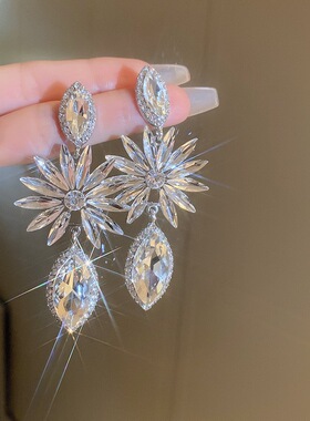 韩系复古超闪水晶流苏耳环精致高级感重工耳坠轻奢名媛宴会耳饰91