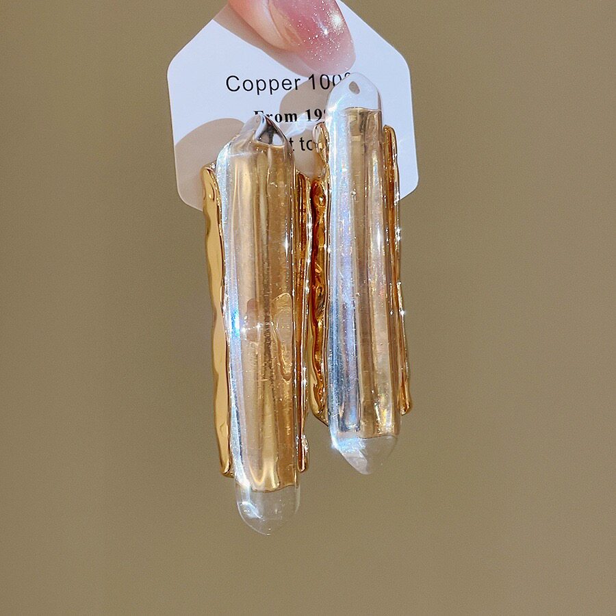 欧美中古vintage几何透明树脂独特耳环女轻奢高级感个性夸张耳钉1