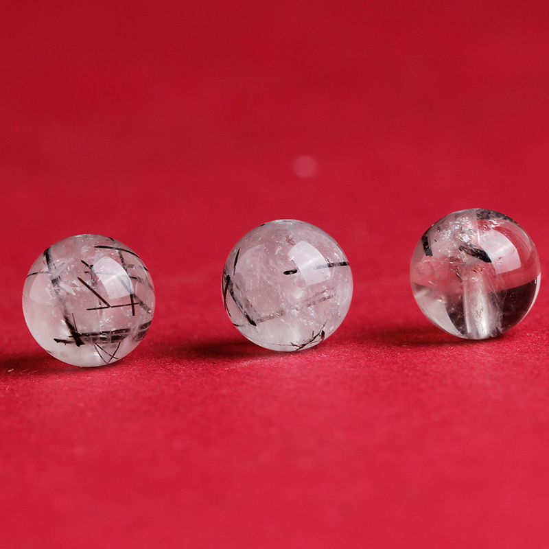 铭达水晶天然黑发晶圆珠珠子