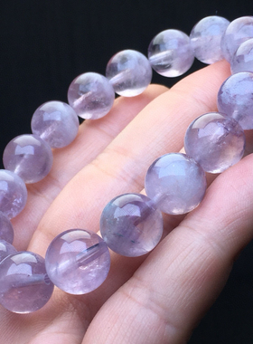 天然紫兔毛透体手链女生大颗粒圆珠手串小清新风格饰品配饰送闺蜜