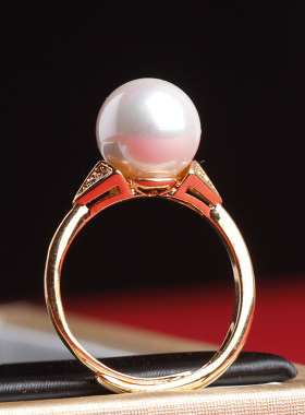 铭达女士铜镀金日韩淡水珍珠戒指