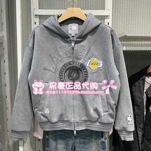 杰克琼斯NBA湖人冬连帽双向拉链棉服225409017 6905571304332 E40