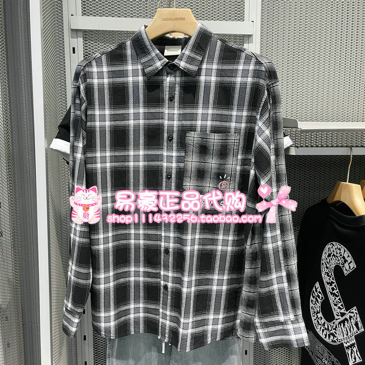 杰克琼斯衬衫休闲宽松纽扣门襟长袖 225305004 E40 6905571281978