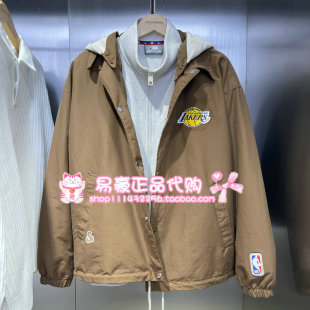NBA联名26湖人队杰克琼斯冬季男装新款棉服可拆卸连帽 226409019