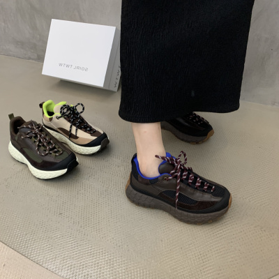 SGIRL TWTW复古拼色运动鞋女2025新款韩版增高休闲松糕厚底阿甘鞋