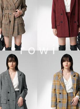 ROWI典藏英伦认证进口Harris Tweed千鸟格西装半裙春秋冬套装