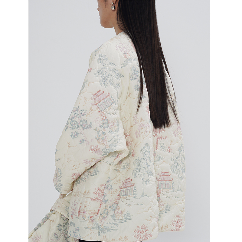 rowi新中式加厚刺绣棉服