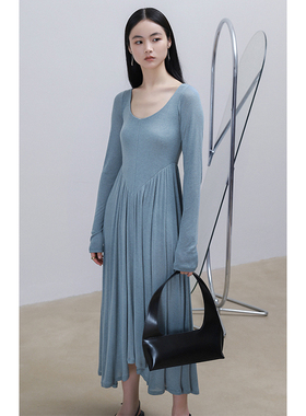 清仓不退/2折起Rowi大弹力中长款长袖中世纪公主切双层重工收腰显