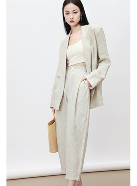Rowi/casa162 春夏质感苾选女明星私服亚麻系列 休闲时髦西装套装