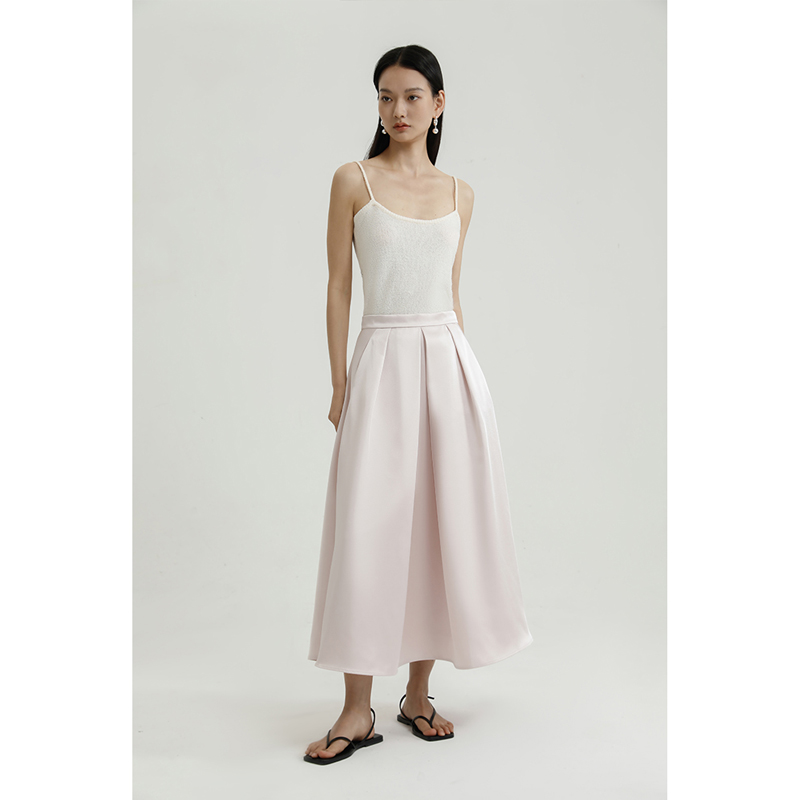 四季款手工叠褶近2米A字半裙