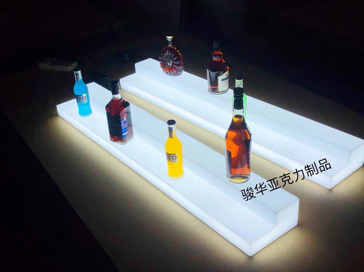 亚克力压克力梯级形展示架 白色灯箱酒架 多层发光酒架道具