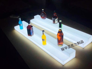 亚克力压克力梯级形展示架 白色灯箱酒架 多层发光酒架道具