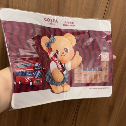 全新costa咖啡联名黄油小熊鼠标垫电脑滑鼠垫防滑桌垫办公室键盘