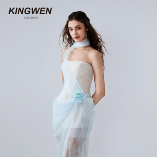 连衣裙女高端重要场合飘带蕾丝长裙 新款 礼服系列 KINGWEN2026春季