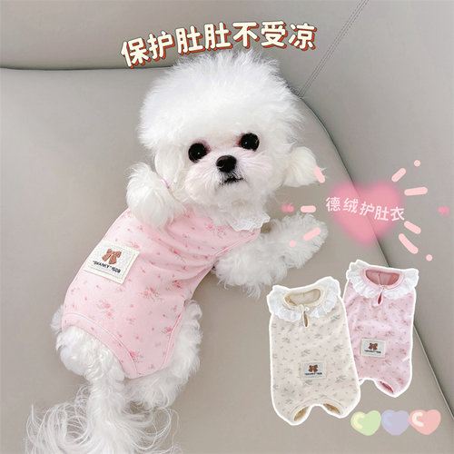 ins风韩国秋冬碎花包肚宠物衣服
