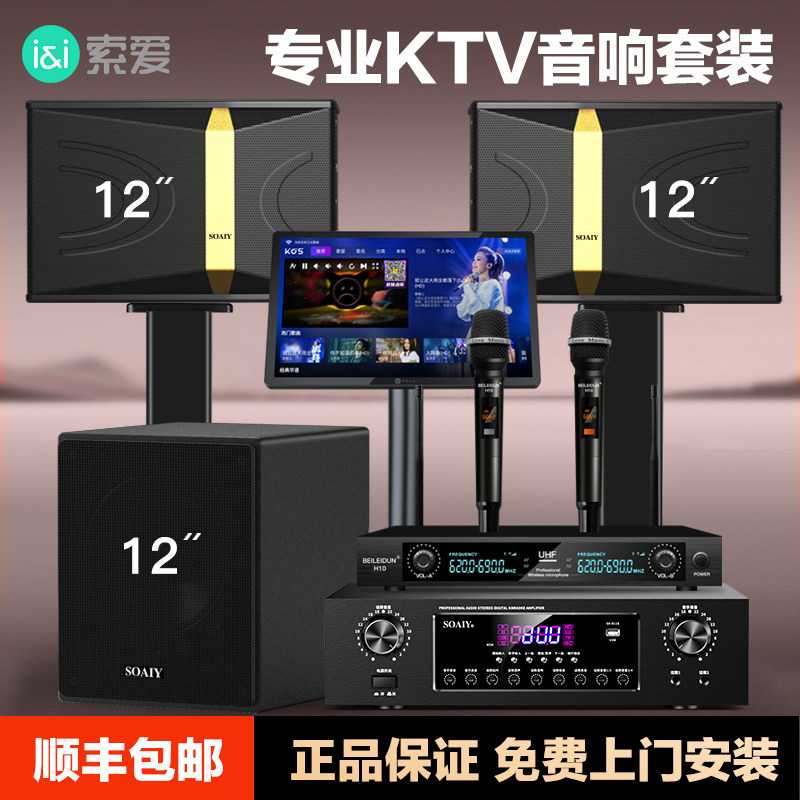 索爱 CK12寸专业家庭KTV音响套装整套装客厅会议音箱卡拉OK点歌机