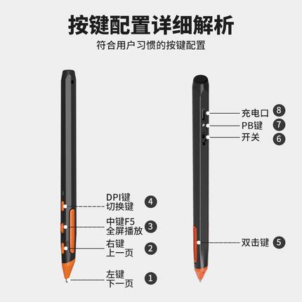 蓝牙无线双模笔形鼠标网页图纸PPT翻页播放书写充电滑鼠