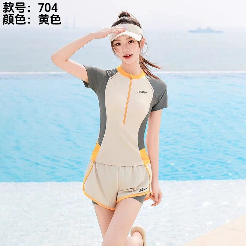 娇梦倩704成人泳衣女新款分体两件套运动游泳衣少女学生泳装批发