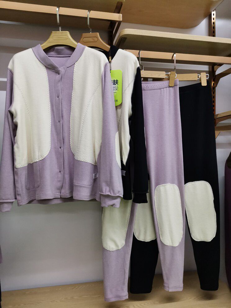 麦桐保暖内衣蚕丝贴片加厚外穿扣子气质纯色护膝女士秋衣套装K012