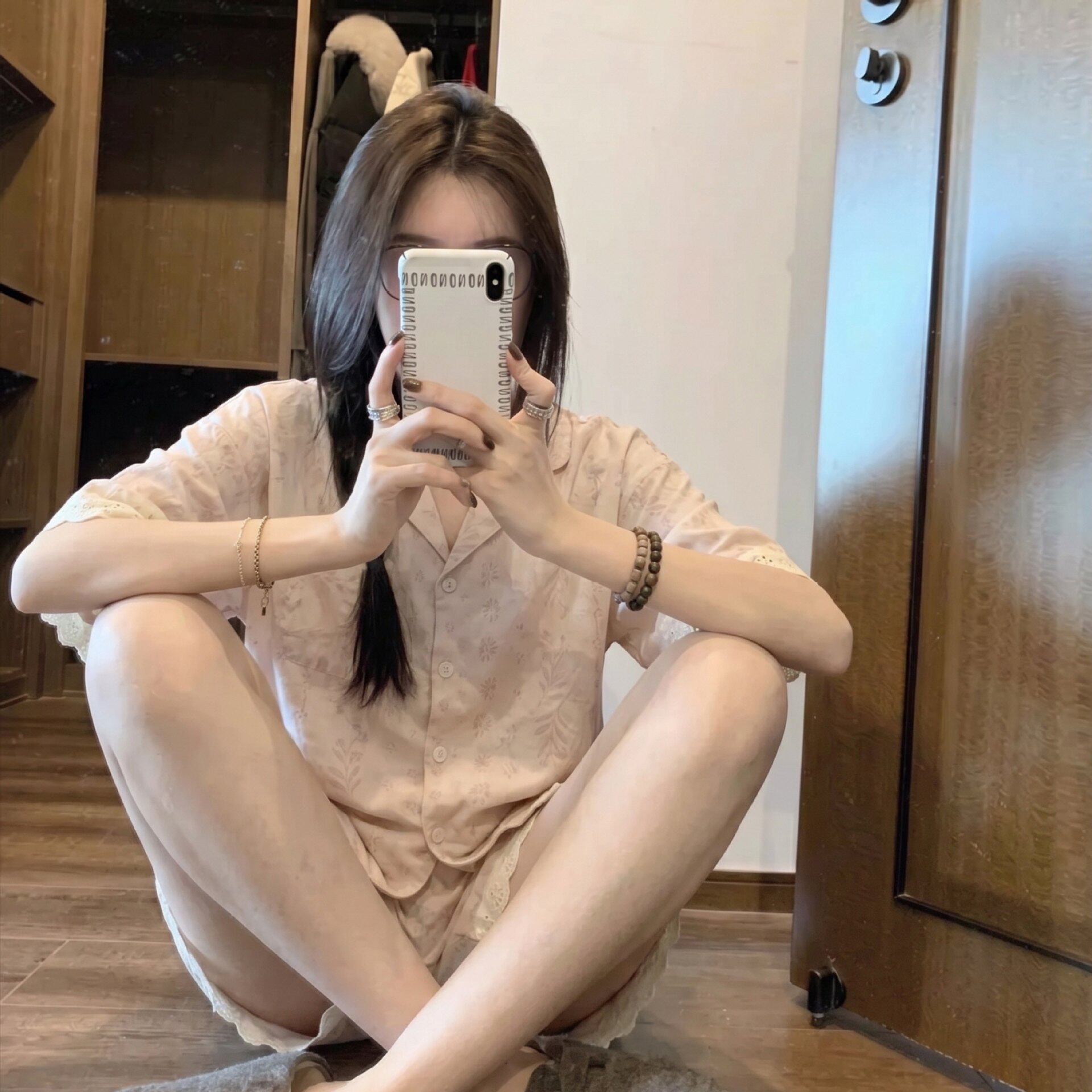 少女碎花蕾丝拼接短袖睡衣女夏季2026新款大码休闲短裤家居服套装