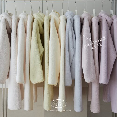 902珂希卡暖绒睡衣女冬新款加绒加厚连帽保暖家居服纯色外穿套装