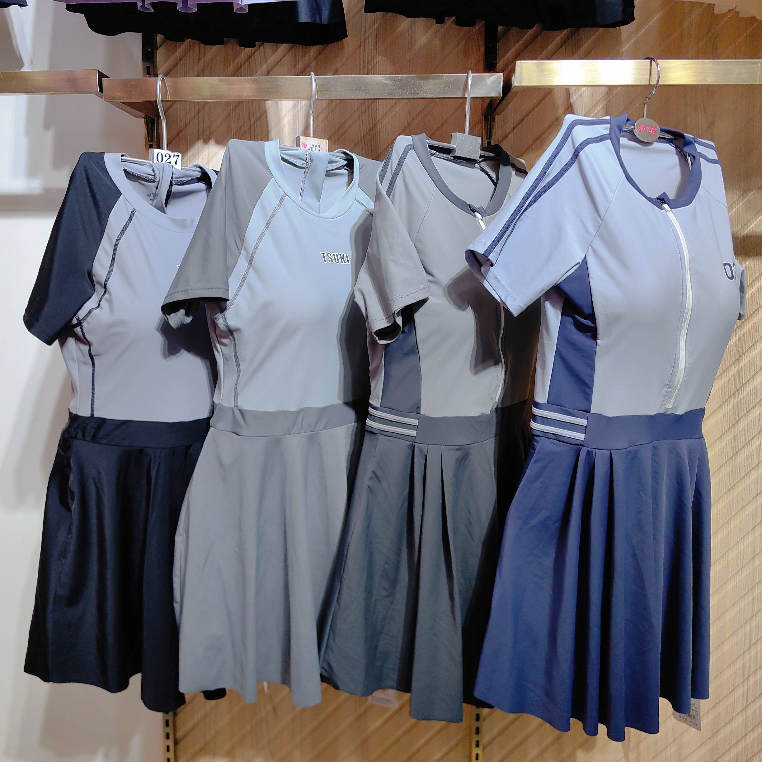 开心缘新款女士裙子连体游泳衣短袖保守遮肉显瘦学生泳池沙滩泳装