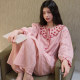 甜美粉色花卉拼接娃娃领睡衣女2026春季 亲肤舒适家居服可外穿 大码