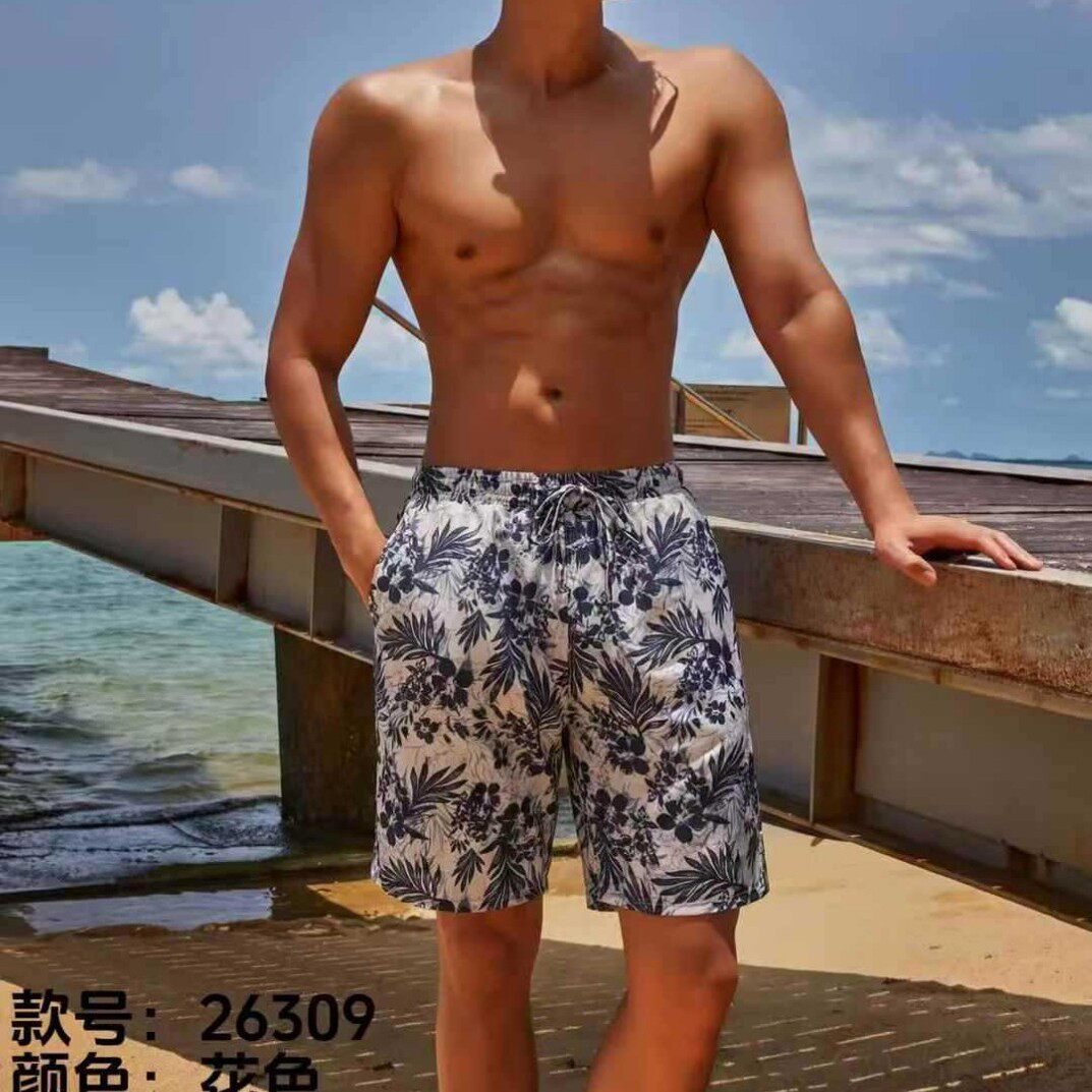 三奇男士沙滩裤成人防尴尬泳裤新款宽松版夏季海边度假5分裤外穿