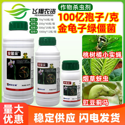 安馨采100亿孢子/克金龟子绿僵菌蚜虫蓟马橘小实蝇微生物杀虫剂