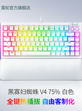 Razer雷蛇黑寡妇蜘蛛V4热插拔75%白色电竞电脑游戏客制化机械键盘